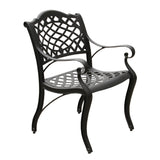 Outdoor Aluminum 5pc Round Black Patio Dining Set with Four Chairs