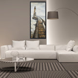 Hand Painted Acrylic Wall Art Vintage Light House 32 x 71 Rectangular Canvas with a Black Wooden Frame