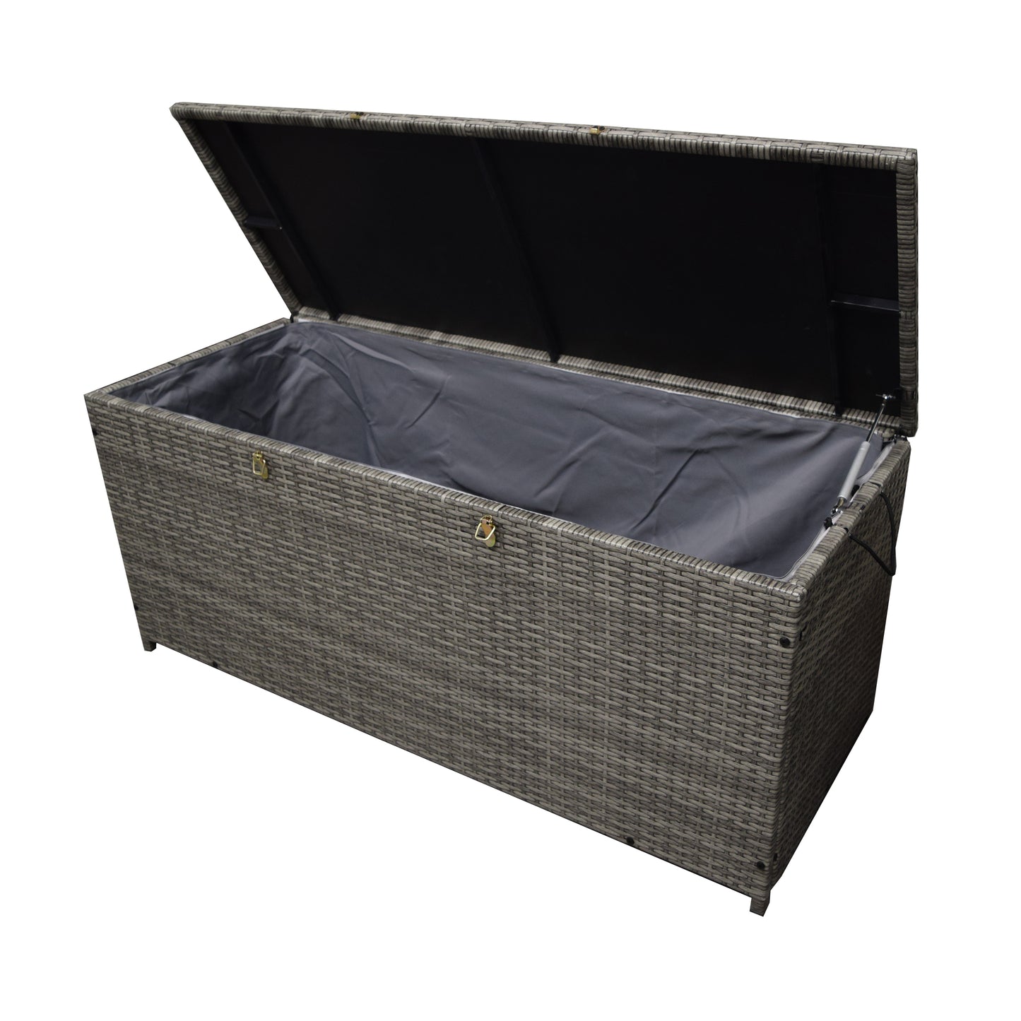 Grey Wicker Patio Deck Box with 113 Gallon Storage and Metal Frame
