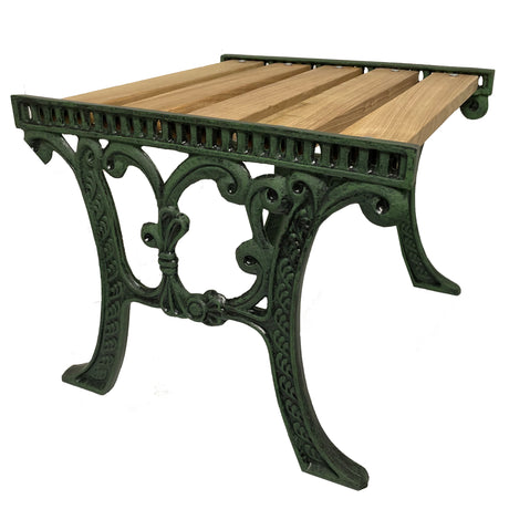 Cast Aluminum and Wood Antique Green Ornate Rectangular End Table - Sharicks