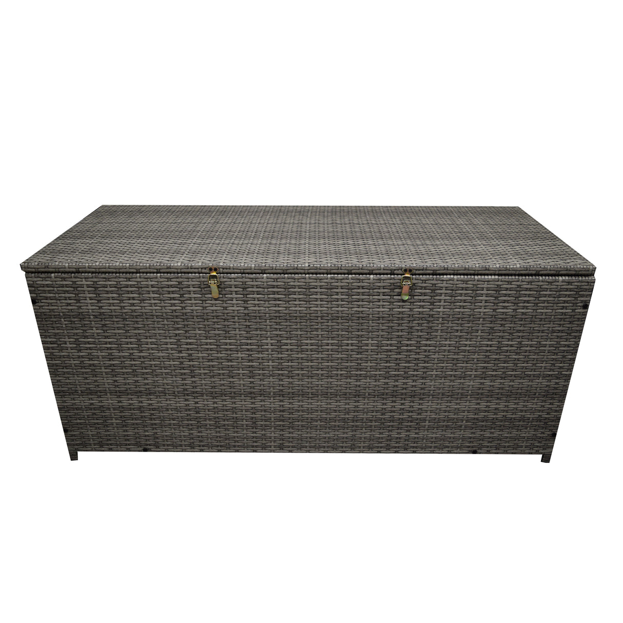 Grey Wicker Patio Deck Box with 113 Gallon Storage and Metal Frame