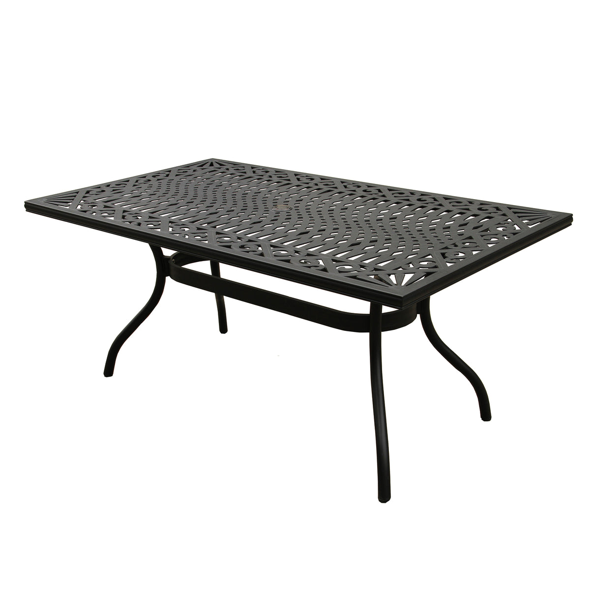 Ornate Outdoor Mesh Aluminum Black 68-in Rectangle Patio Dining Table