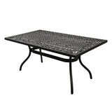 Ornate Outdoor Mesh Aluminum Black 68-in Rectangle Patio Dining Table